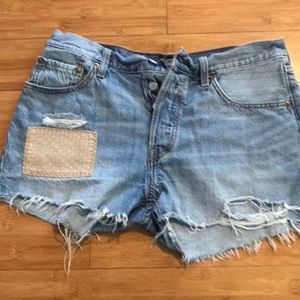 Levi’s button fly distressed shorts